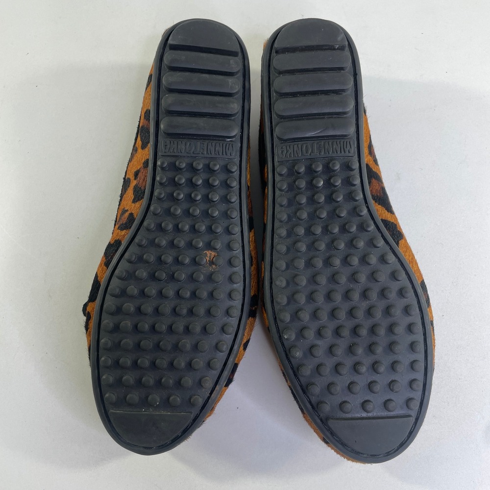 Minnetonka Leopard Calf Hair Moccasins Womens 7.5 Driver Flats 3870 Animal Print - Picture 6 of 7